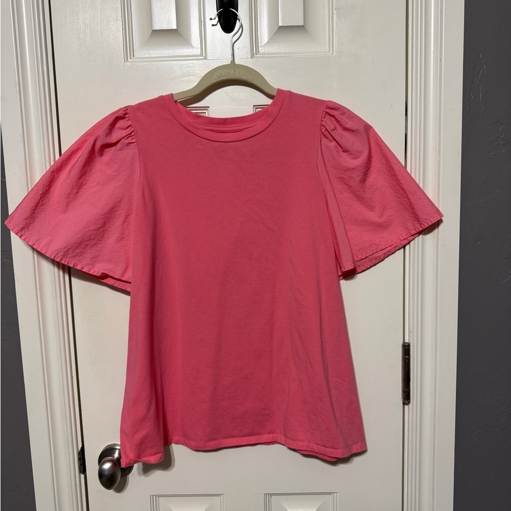 A New Day Vibrant Coral Crew Neck Top